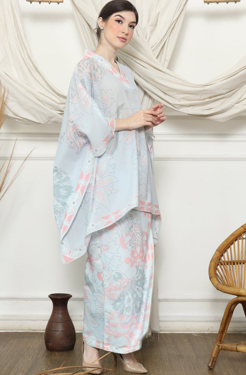 Mint Brown V Neck Songket Sarong Set