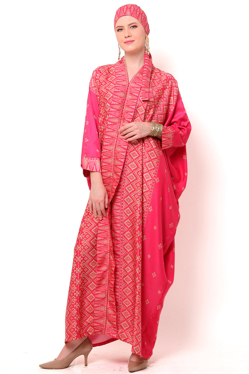 Kanzi Long Sleeve Smokey Green Tapis Kaftan