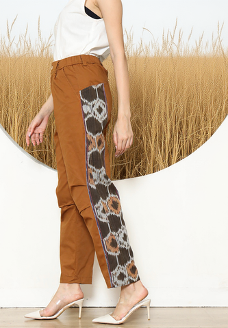BROWN IKAT PATCH PANTS