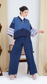 Blue Denim Stripe Ikat Short Outer