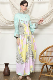 Green Sea Shell long Kaftan 2in1