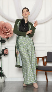 GREEN MONOGRAM TROPICAL CARDIGAN AND PANTS SET