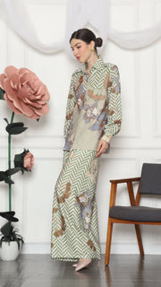 GREEN FLORAL GEOMETRIC SHIRT AND PANTS SET