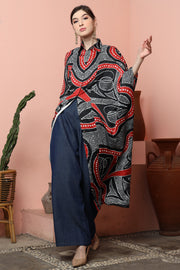 Black Red Batik Button Kaftan