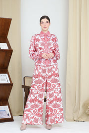 RED FLOWER WIDE LEG PANTS
