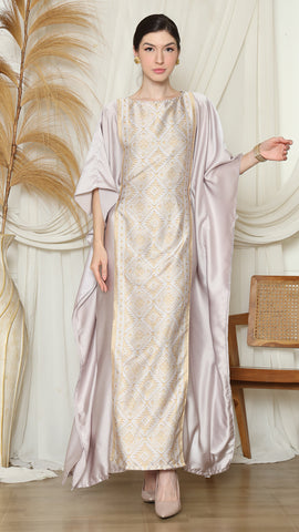 Light Grey Songket Plain Kaftan.