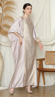 Light Grey Songket Plain Kaftan.