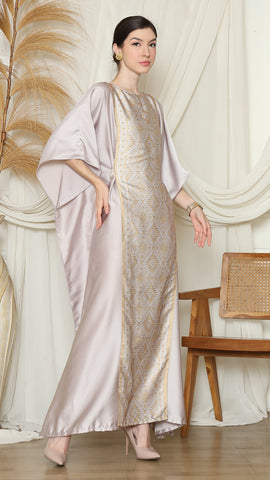 Light Grey Songket Plain Kaftan.