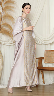 Light Grey Songket Plain Kaftan.