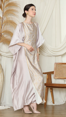 Light Grey Songket Plain Kaftan.