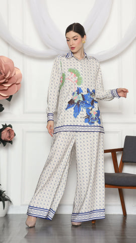 BLUE MONOGRAM FLORAL SHIRT AND PANTS SET
