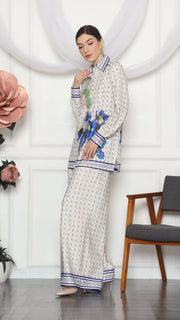 BLUE MONOGRAM FLORAL SHIRT AND PANTS SET