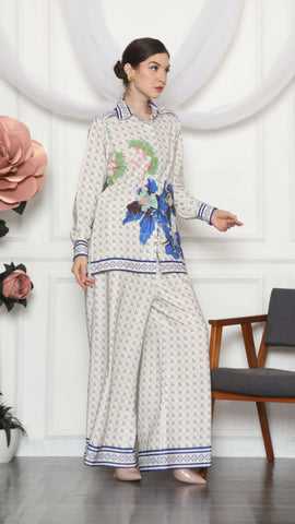 BLUE MONOGRAM FLORAL SHIRT AND PANTS SET