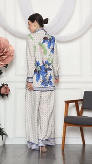 BLUE MONOGRAM FLORAL SHIRT AND PANTS SET