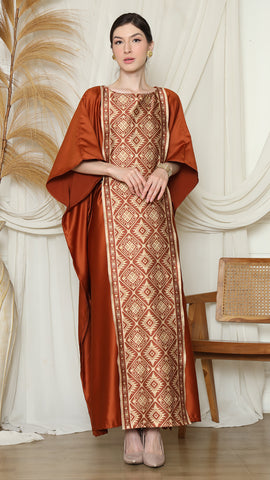 Terracota Songket Plain Kaftan.