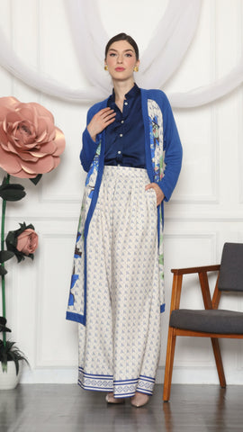 BLUE MONOGRAM FLORAL CARDIGAN AND PANTS SET