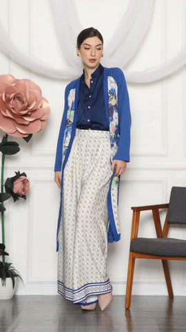 BLUE MONOGRAM FLORAL CARDIGAN AND PANTS SET