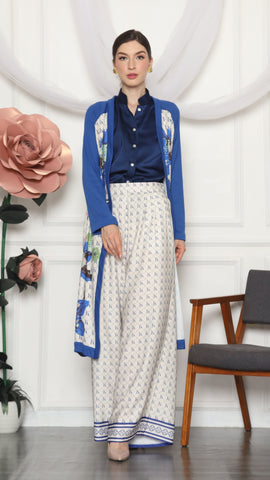 BLUE MONOGRAM FLORAL CARDIGAN AND PANTS SET