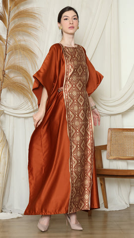 Terracota Songket Plain Kaftan.