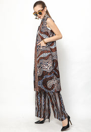 Brown Kanzi Batik Vest Set with Pants