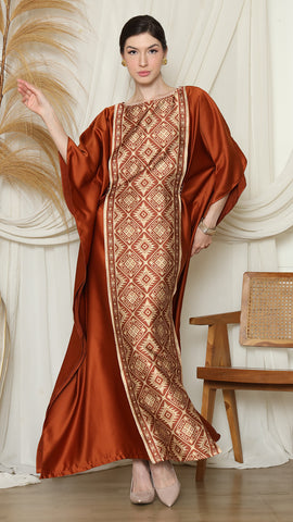 Terracota Songket Plain Kaftan.