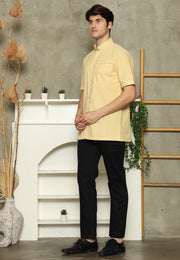 Yellow Mandarin Collar Man Shirt