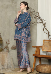 Prussian Ikat R-neck Sarong Set