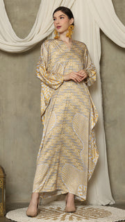 Yellow Long Sleeve Batik Kaftan