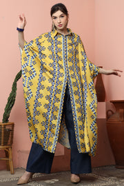 Yellow Abstract Button Kaftan