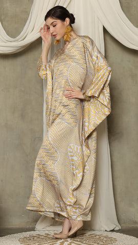 Yellow Long Sleeve Batik Kaftan