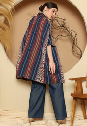 Brown Chongsam Handwoven Ikat Cape