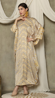 Yellow Long Sleeve Batik Kaftan