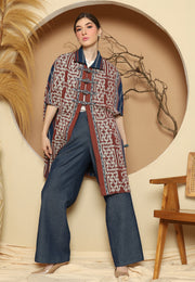 Brown Chongsam Handwoven Ikat Cape