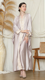 Light Grey Plain Tapis Kebaya Kaftan