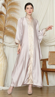 Light Grey Plain Tapis Kebaya Kaftan