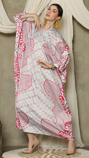 Pink Aqua Long Sleeve Batik Kaftan