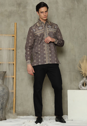 Dark Brown Sumba Long Man Shirt