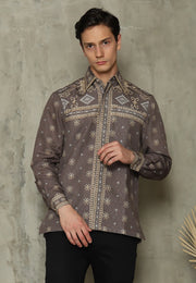 Dark Brown Sumba Long Man Shirt