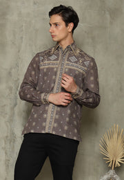 Dark Brown Sumba Long Man Shirt