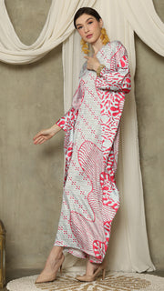 Pink Aqua Long Sleeve Batik Kaftan