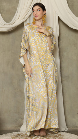 Yellow Batik Short Sleeve Kaftan