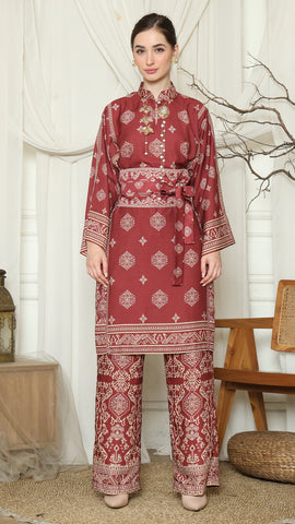 Red Gold Tunic Bali Pants Set