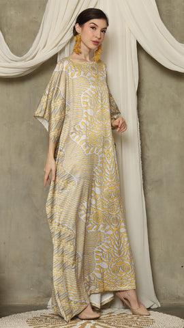 Yellow Batik Short Sleeve Kaftan