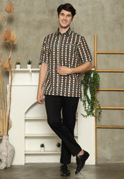 Brown Abstract Batik Exclusive Man Shirt