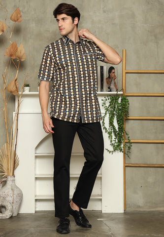 Brown Abstract Batik Exclusive Man Shirt