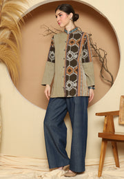 Asymetric Brown Vintage Ikat Outer