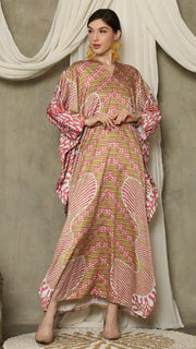 Pink Long Sleeve Batik Kaftan