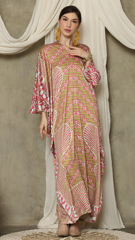 Pink Long Sleeve Batik Kaftan