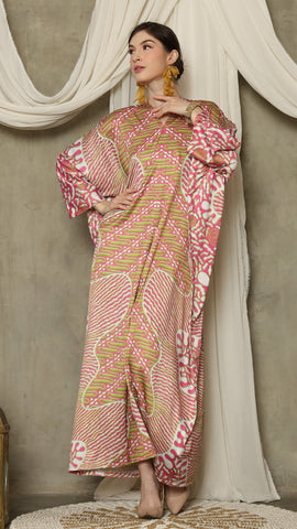 Pink Long Sleeve Batik Kaftan