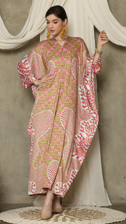 Pink Long Sleeve Batik Kaftan